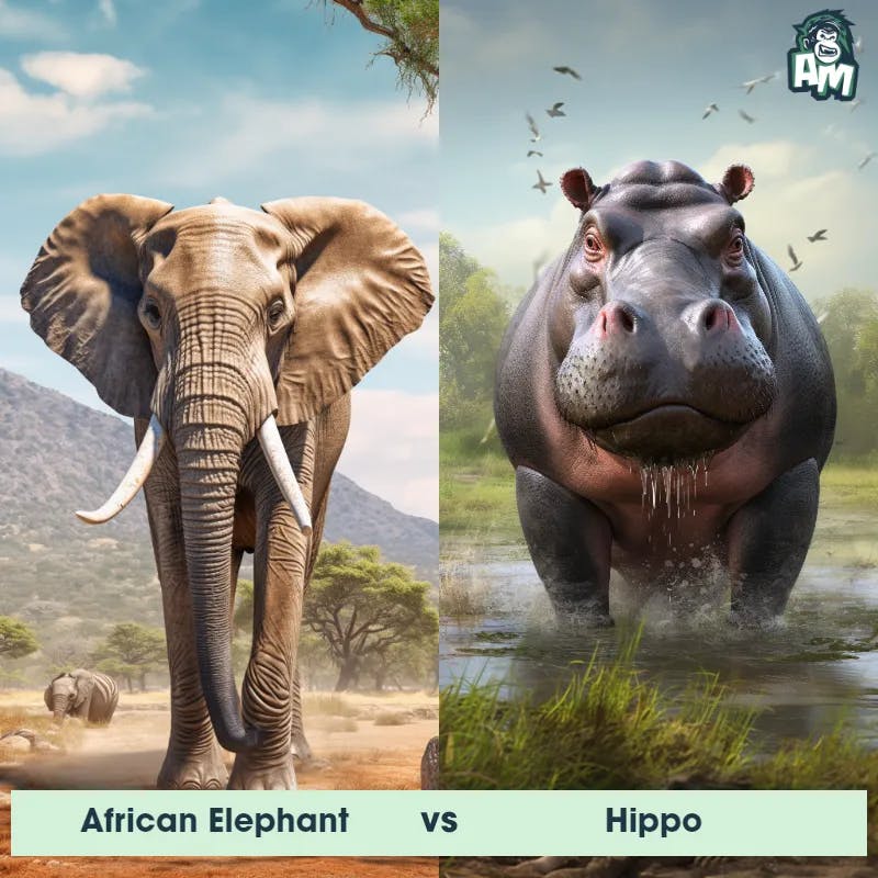African Elephant vs Hippo - Animal Matchup
