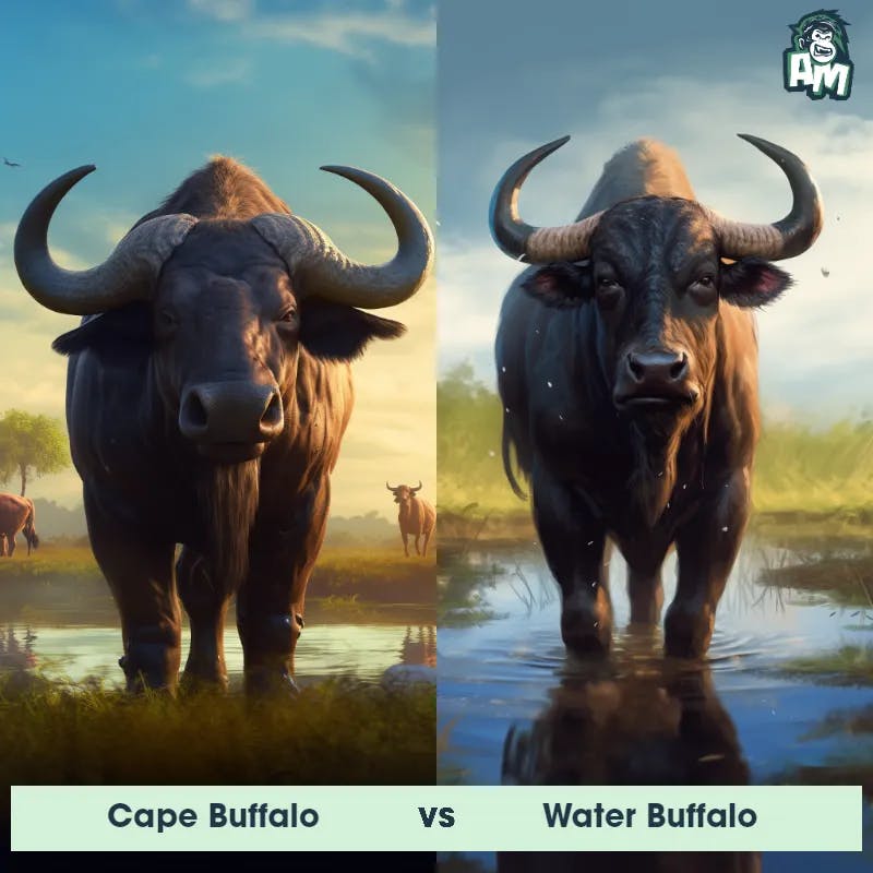 Cape Buffalo vs Water Buffalo - Animal Matchup