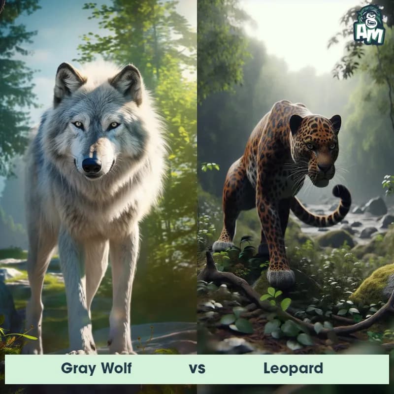 Gray Wolf vs Leopard - Animal Matchup