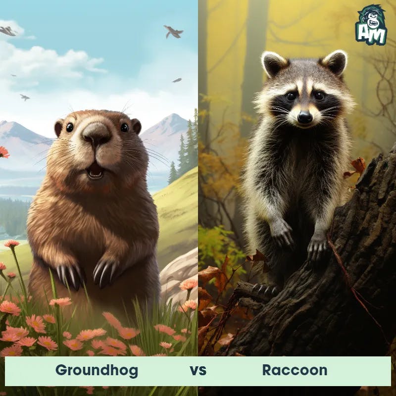 Groundhog vs Raccoon - Animal Matchup