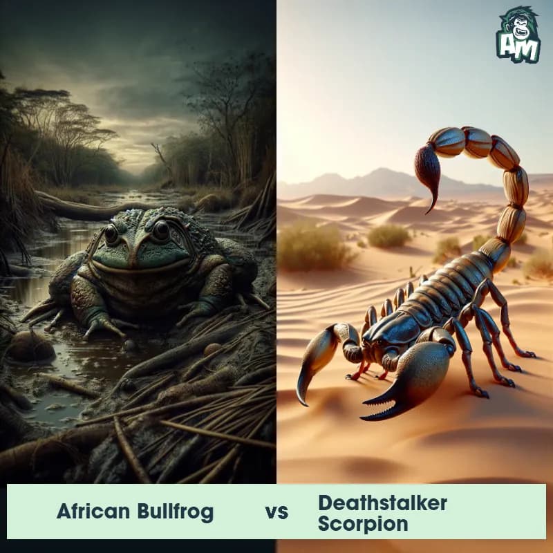 African Bullfrog vs Deathstalker Scorpion - Animal Matchup African Bullfrog vs Deathstalker Scorpion - Animal Matchup