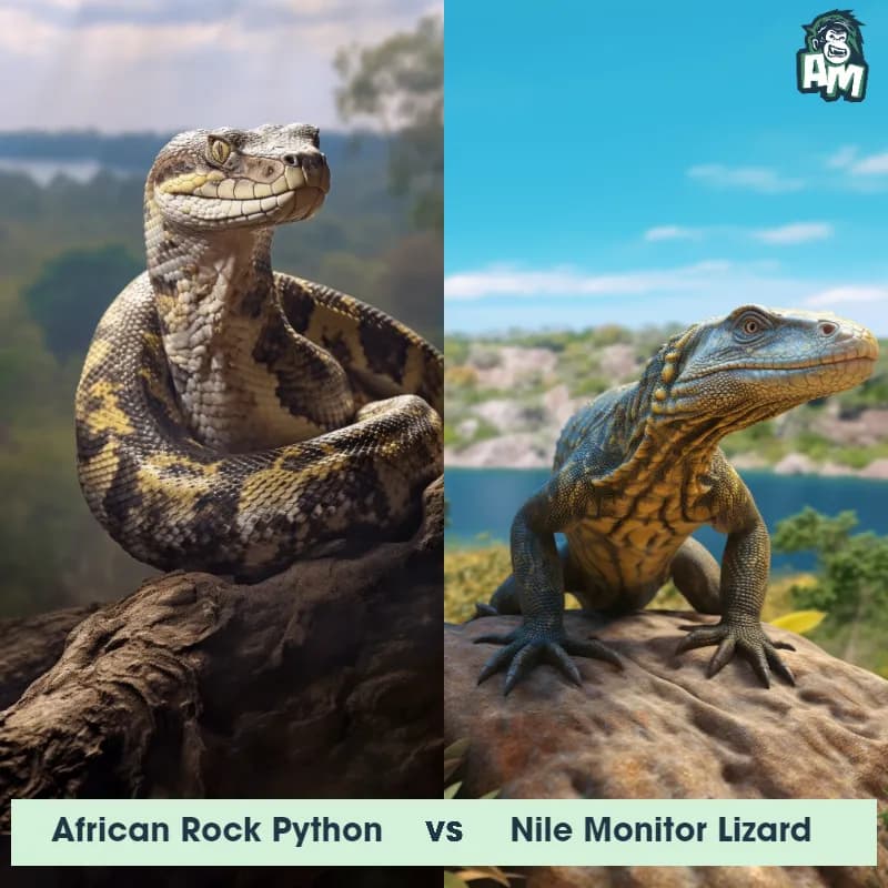 African Rock Python vs Nile Monitor Lizard - Animal Matchup African Rock Python vs Nile Monitor Lizard - Animal Matchup