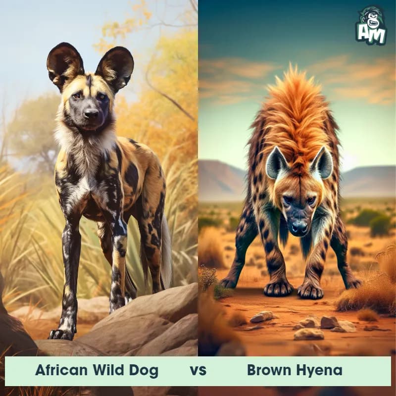 African Wild Dog vs Brown Hyena - Animal Matchup African Wild Dog vs Brown Hyena - Animal Matchup