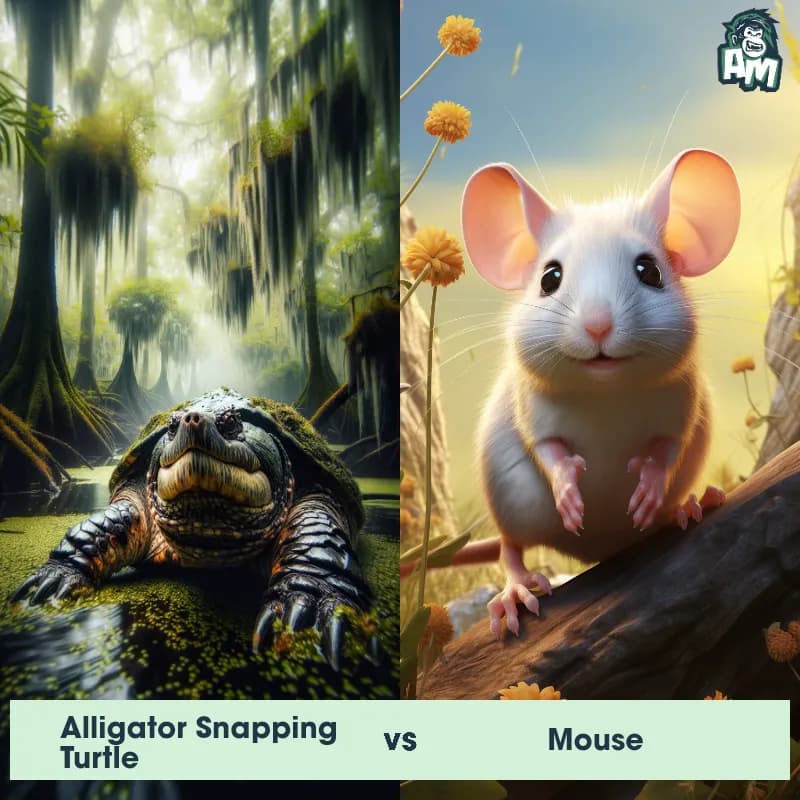 Alligator Snapping Turtle vs Mouse - Animal Matchup Alligator Snapping Turtle vs Mouse - Animal Matchup