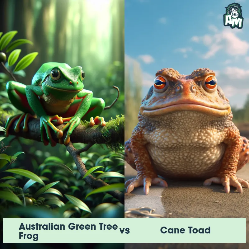 Australian Green Tree Frog vs Cane Toad - Animal Matchup Australian Green Tree Frog vs Cane Toad - Animal Matchup