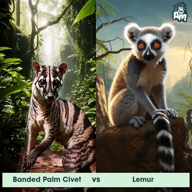 Banded Palm Civet vs Lemur - Animal Matchup Banded Palm Civet vs Lemur - Animal Matchup
