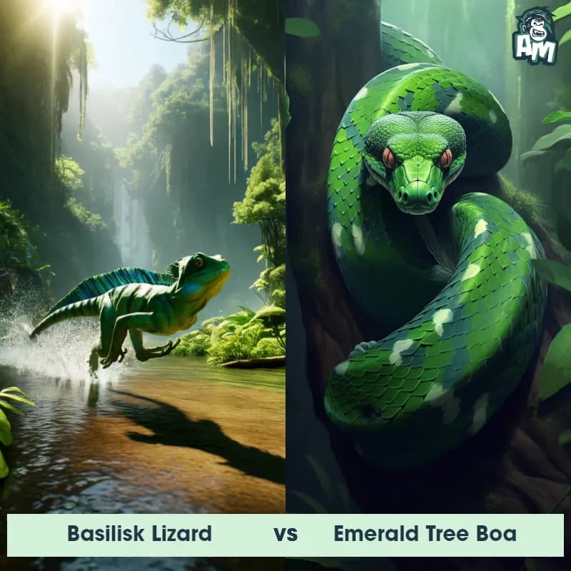 Basilisk Lizard vs Emerald Tree Boa - Animal Matchup Basilisk Lizard vs Emerald Tree Boa - Animal Matchup