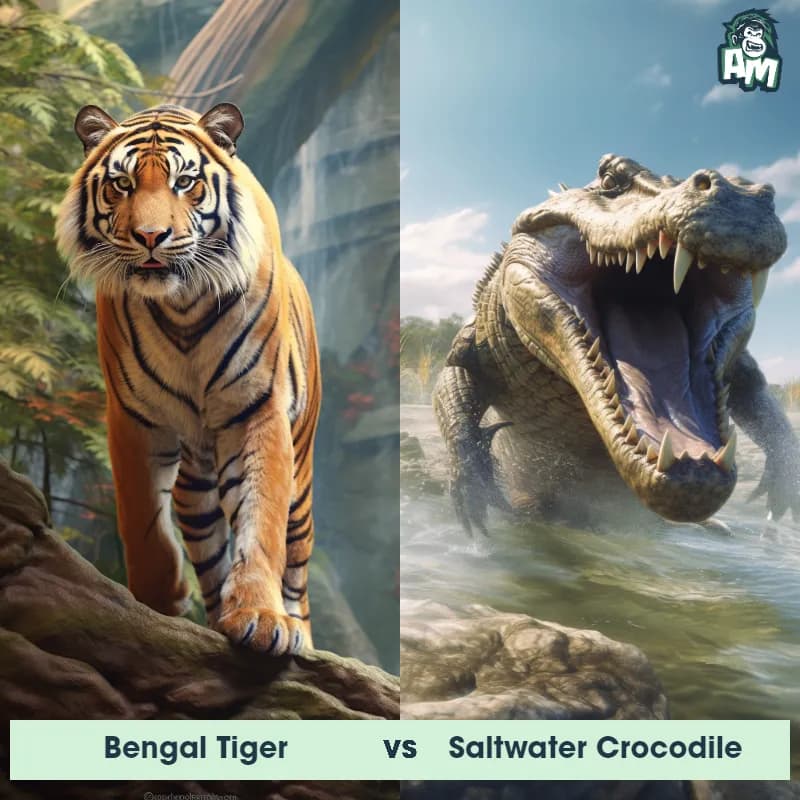 Bengal Tiger vs Saltwater Crocodile - Animal Matchup Bengal Tiger vs Saltwater Crocodile - Animal Matchup