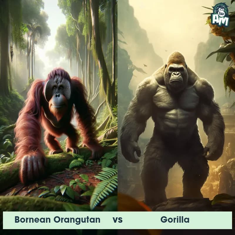 Bornean Orangutan vs Gorilla - Animal Matchup Bornean Orangutan vs Gorilla - Animal Matchup