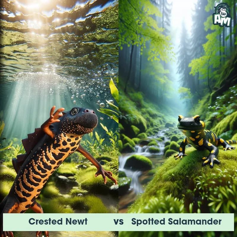 Crested Newt vs Spotted Salamander - Animal Matchup Crested Newt vs Spotted Salamander - Animal Matchup