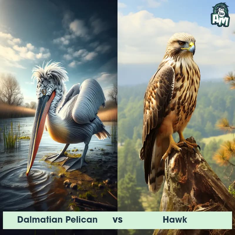 Dalmatian Pelican vs Hawk - Animal Matchup Dalmatian Pelican vs Hawk - Animal Matchup