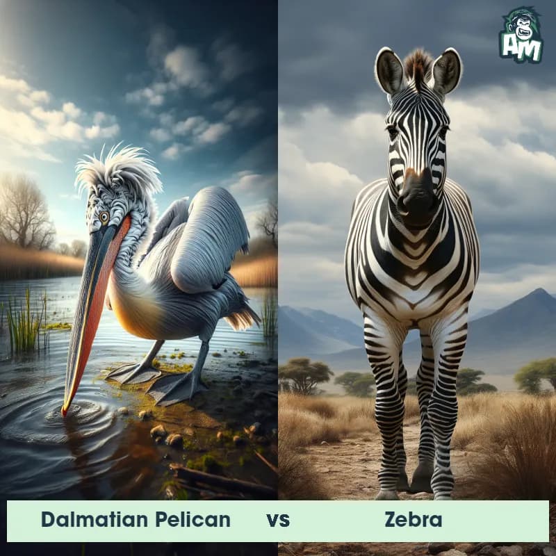 Dalmatian Pelican vs Zebra - Animal Matchup Dalmatian Pelican vs Zebra - Animal Matchup