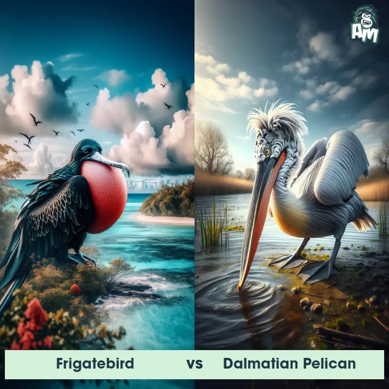 Frigatebird vs Dalmatian Pelican - Animal Matchup Frigatebird vs Dalmatian Pelican - Animal Matchup