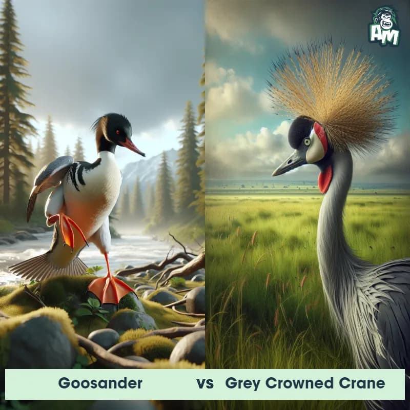 Goosander vs Grey Crowned Crane - Animal Matchup Goosander vs Grey Crowned Crane - Animal Matchup
