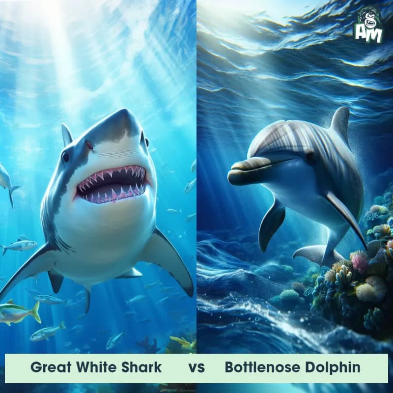 Great White Shark vs Bottlenose Dolphin - Animal Matchup Great White Shark vs Bottlenose Dolphin - Animal Matchup
