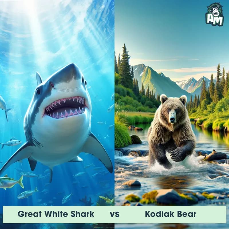 Great White Shark vs Kodiak Bear - Animal Matchup Great White Shark vs Kodiak Bear - Animal Matchup