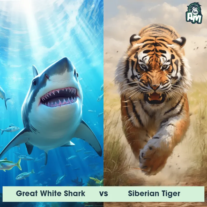 Great White Shark vs Siberian Tiger - Animal Matchup Great White Shark vs Siberian Tiger - Animal Matchup