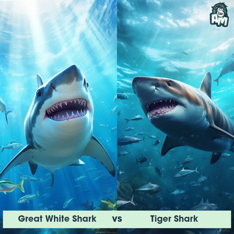 Great White Shark vs Tiger Shark - Animal Matchup Great White Shark vs Tiger Shark - Animal Matchup