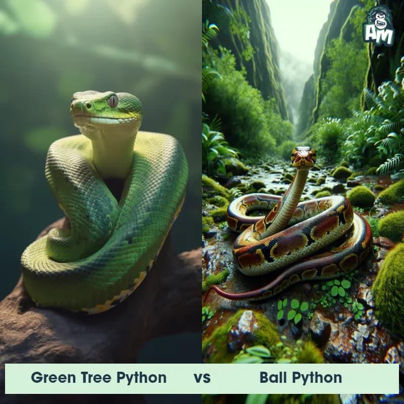 Green Tree Python vs Ball Python - Animal Matchup Green Tree Python vs Ball Python - Animal Matchup