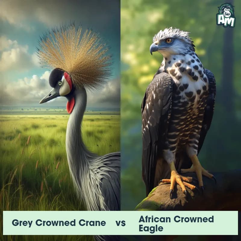 Grey Crowned Crane vs African Crowned Eagle - Animal Matchup Grey Crowned Crane vs African Crowned Eagle - Animal Matchup