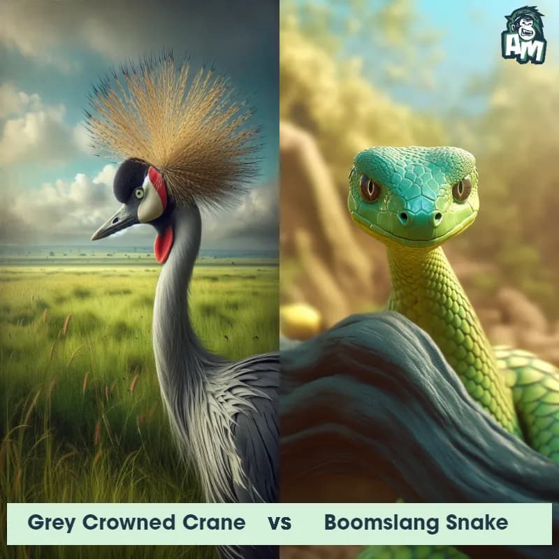 Grey Crowned Crane vs Boomslang Snake - Animal Matchup Grey Crowned Crane vs Boomslang Snake - Animal Matchup