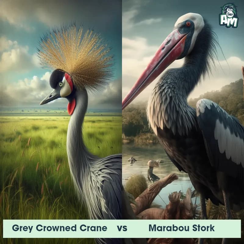 Grey Crowned Crane vs Marabou Stork - Animal Matchup Grey Crowned Crane vs Marabou Stork - Animal Matchup