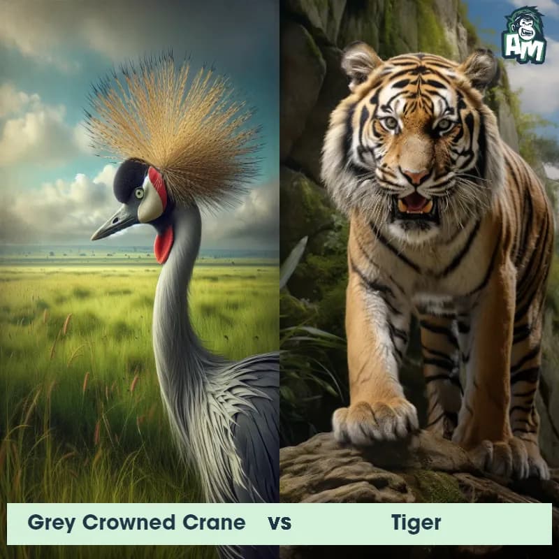 Grey Crowned Crane vs Tiger - Animal Matchup Grey Crowned Crane vs Tiger - Animal Matchup