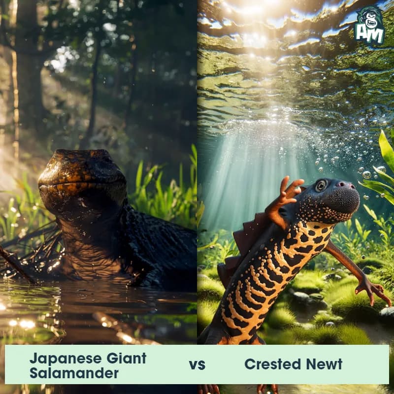 Japanese Giant Salamander vs Crested Newt - Animal Matchup Japanese Giant Salamander vs Crested Newt - Animal Matchup
