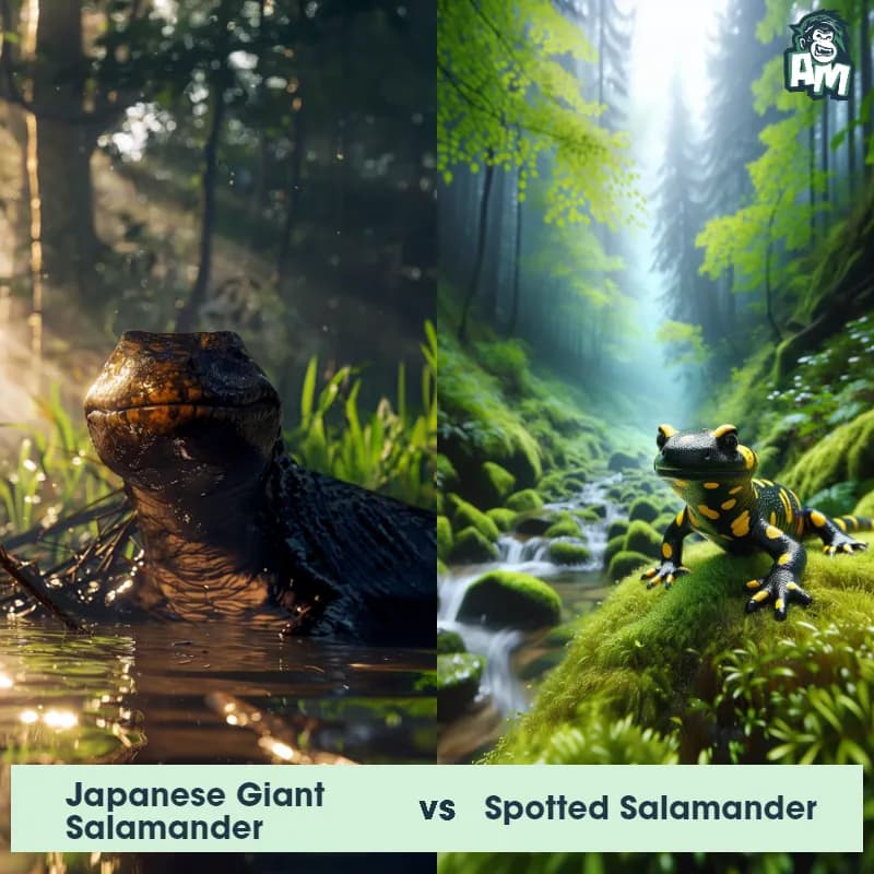 Japanese Giant Salamander vs Spotted Salamander - Animal Matchup Japanese Giant Salamander vs Spotted Salamander - Animal Matchup