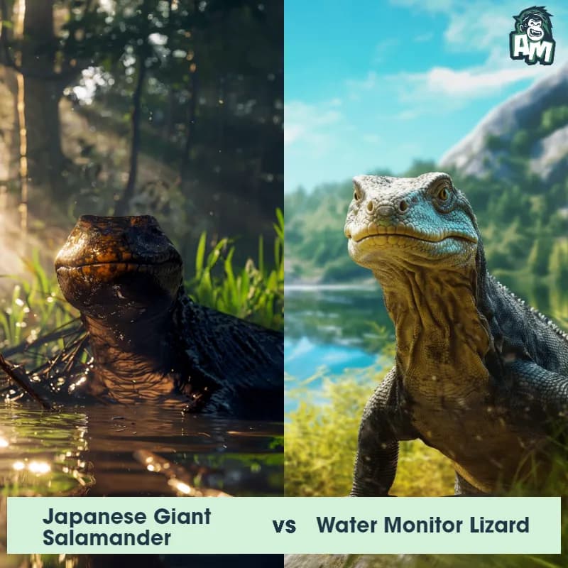 Japanese Giant Salamander vs Water Monitor Lizard - Animal Matchup Japanese Giant Salamander vs Water Monitor Lizard - Animal Matchup