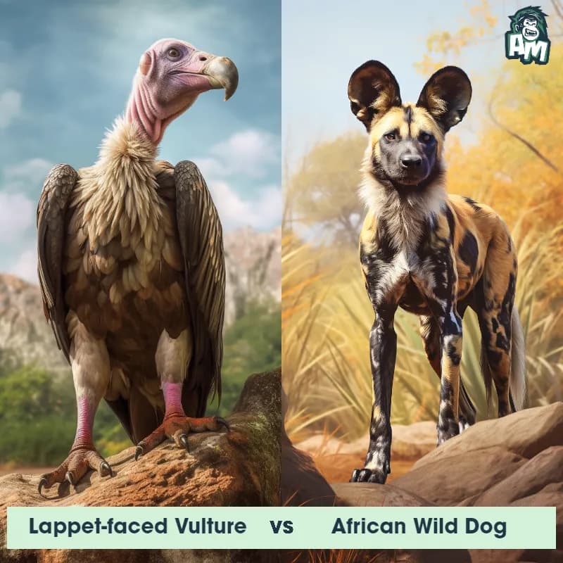 Lappet-Faced Vulture vs African Wild Dog - Animal Matchup Lappet-Faced Vulture vs African Wild Dog - Animal Matchup