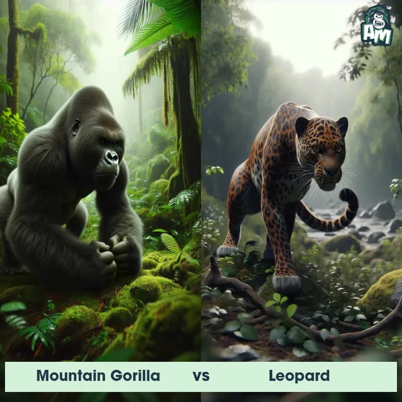 Mountain Gorilla vs Leopard - Animal Matchup Mountain Gorilla vs Leopard - Animal Matchup