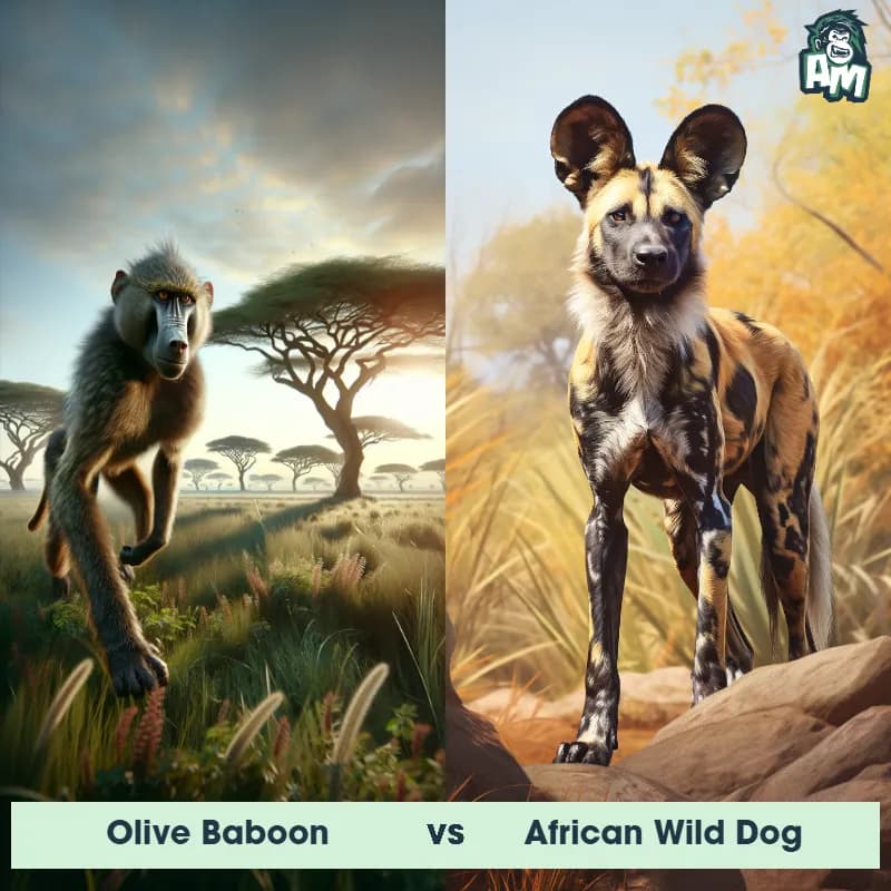 Olive Baboon vs African Wild Dog - Animal Matchup Olive Baboon vs African Wild Dog - Animal Matchup