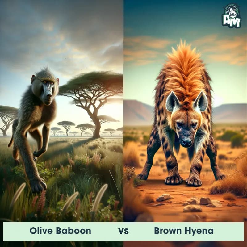 Olive Baboon vs Brown Hyena - Animal Matchup Olive Baboon vs Brown Hyena - Animal Matchup