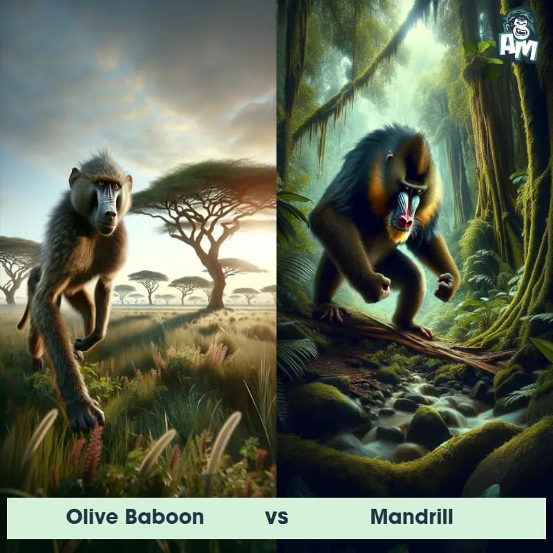 Olive Baboon vs Mandrill - Animal Matchup Olive Baboon vs Mandrill - Animal Matchup