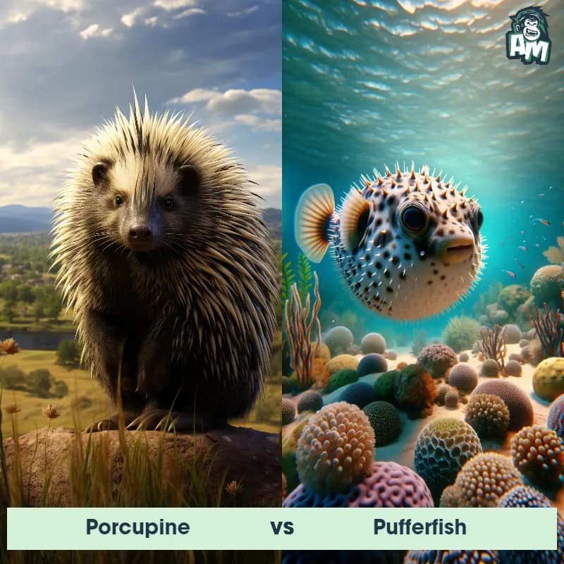 Porcupine vs Pufferfish - Animal Matchup Porcupine vs Pufferfish - Animal Matchup