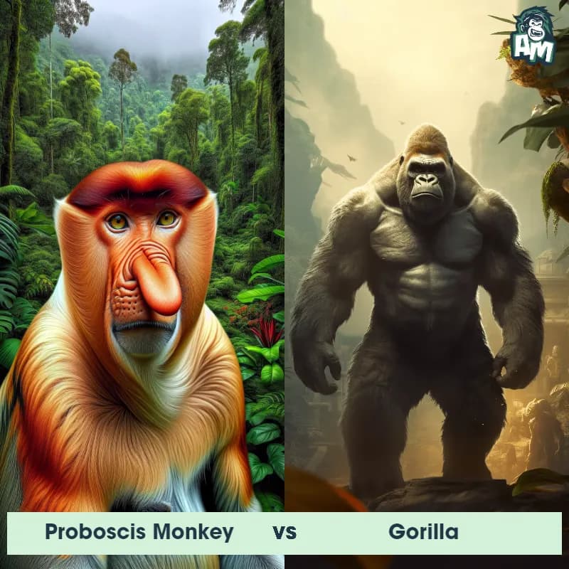 Proboscis Monkey vs Gorilla - Animal Matchup Proboscis Monkey vs Gorilla - Animal Matchup