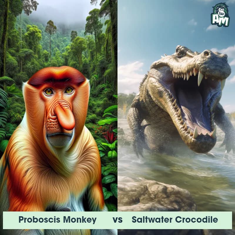 Proboscis Monkey vs Saltwater Crocodile - Animal Matchup Proboscis Monkey vs Saltwater Crocodile - Animal Matchup