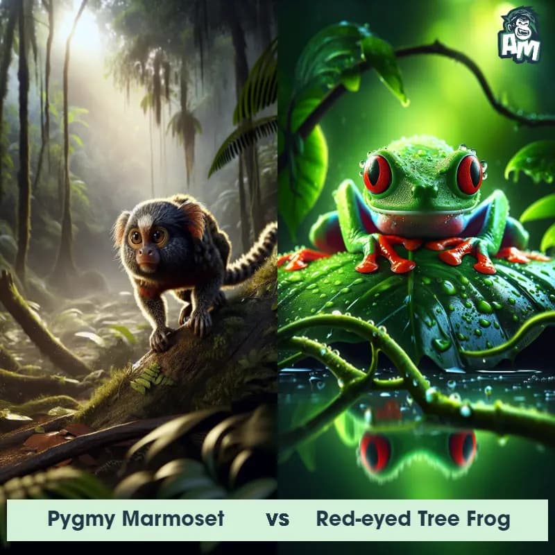 Pygmy Marmoset vs Red-Eyed Tree Frog - Animal Matchup Pygmy Marmoset vs Red-Eyed Tree Frog - Animal Matchup