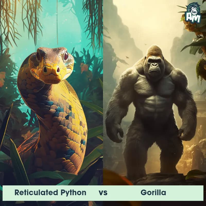 Reticulated Python vs Gorilla - Animal Matchup Reticulated Python vs Gorilla - Animal Matchup