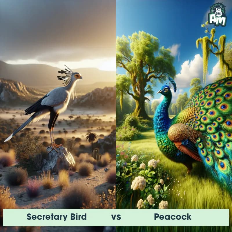 Secretary Bird vs Peacock - Animal Matchup Secretary Bird vs Peacock - Animal Matchup