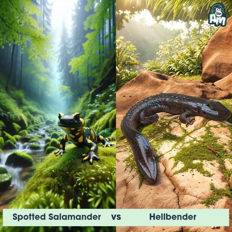 Spotted Salamander vs Hellbender - Animal Matchup Spotted Salamander vs Hellbender - Animal Matchup
