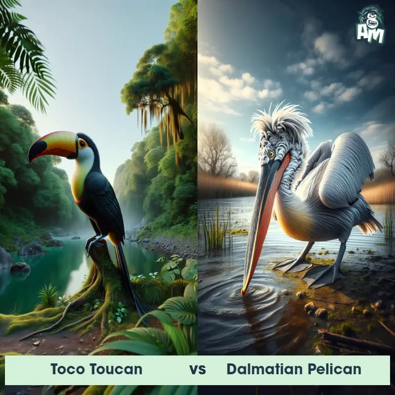 Toco Toucan vs Dalmatian Pelican - Animal Matchup Toco Toucan vs Dalmatian Pelican - Animal Matchup