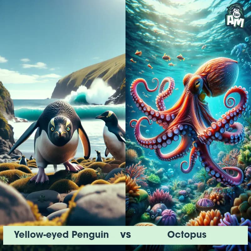 Yellow-Eyed Penguin vs Octopus - Animal Matchup Yellow-Eyed Penguin vs Octopus - Animal Matchup