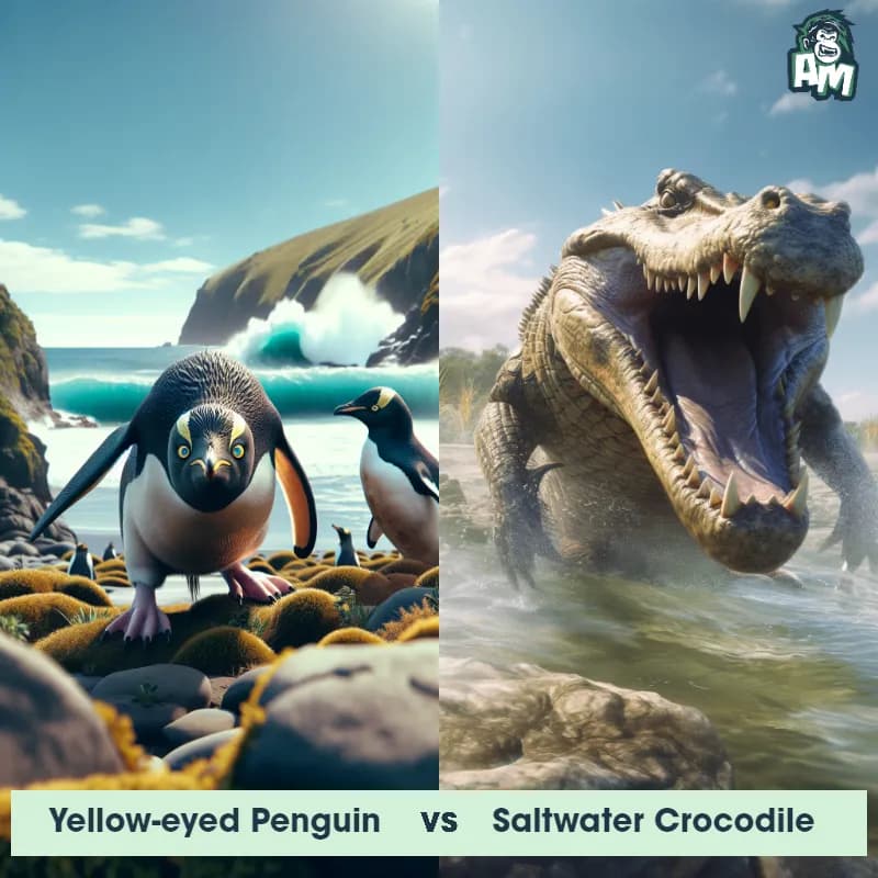 Yellow-Eyed Penguin vs Saltwater Crocodile - Animal Matchup Yellow-Eyed Penguin vs Saltwater Crocodile - Animal Matchup